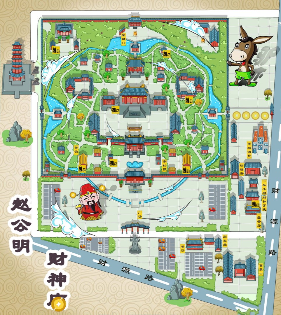 宿城寺庙类手绘地图